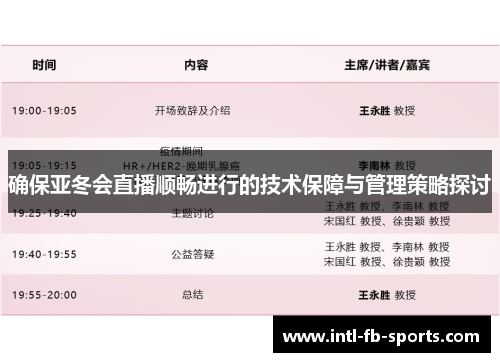 确保亚冬会直播顺畅进行的技术保障与管理策略探讨 确保亚冬会直播顺畅进行的技术保障与管理策略探讨