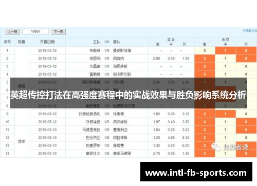 英超传控打法在高强度赛程中的实战效果与胜负影响系统分析 英超传控打法在高强度赛程中的实战效果与胜负影响系统分析